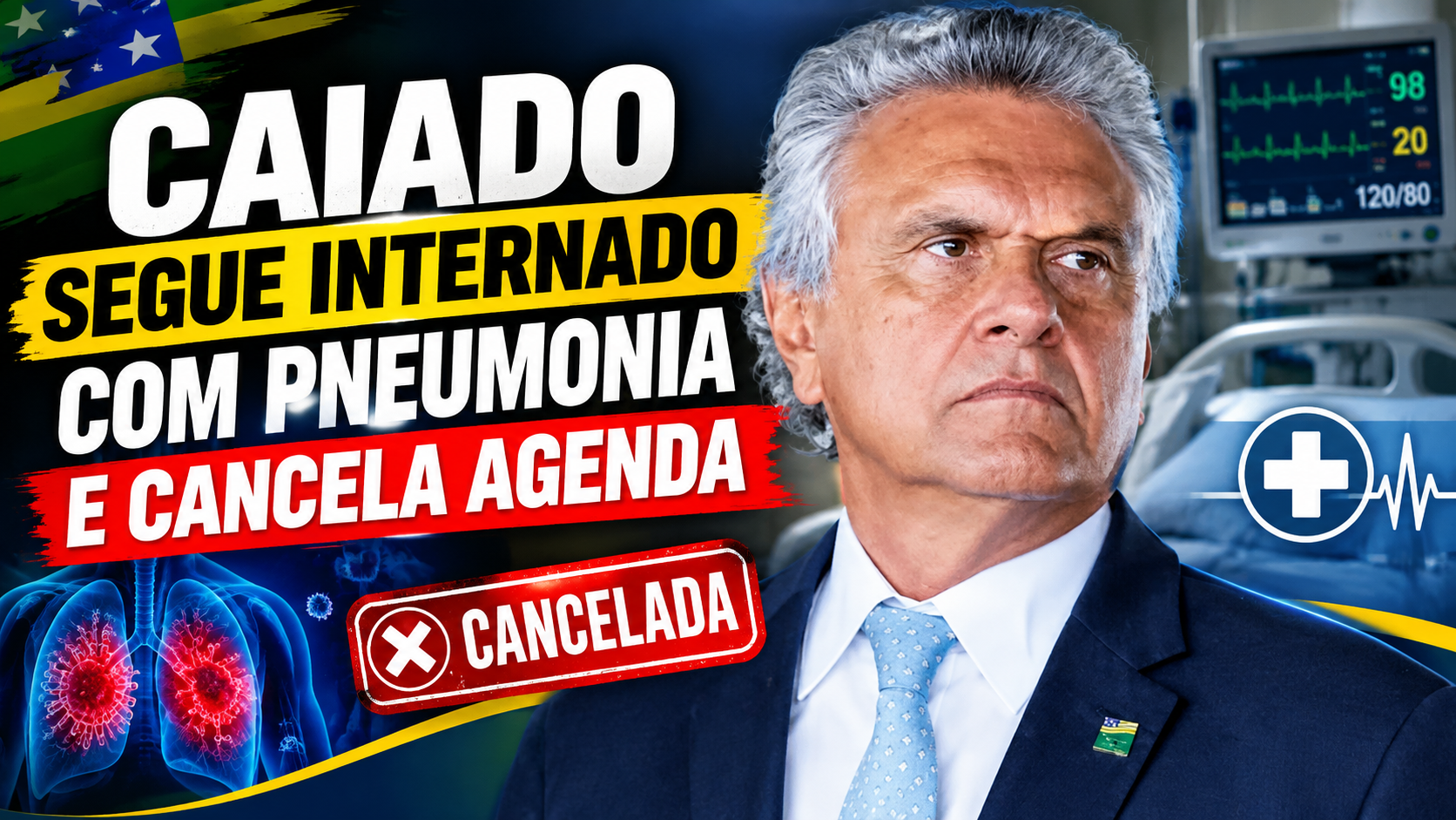 Ronaldo Caiado segue internado com pneumonia e cancela agenda de campanha